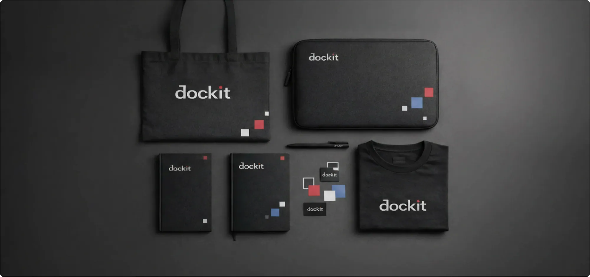 Dockit branding applied to everyday accessories