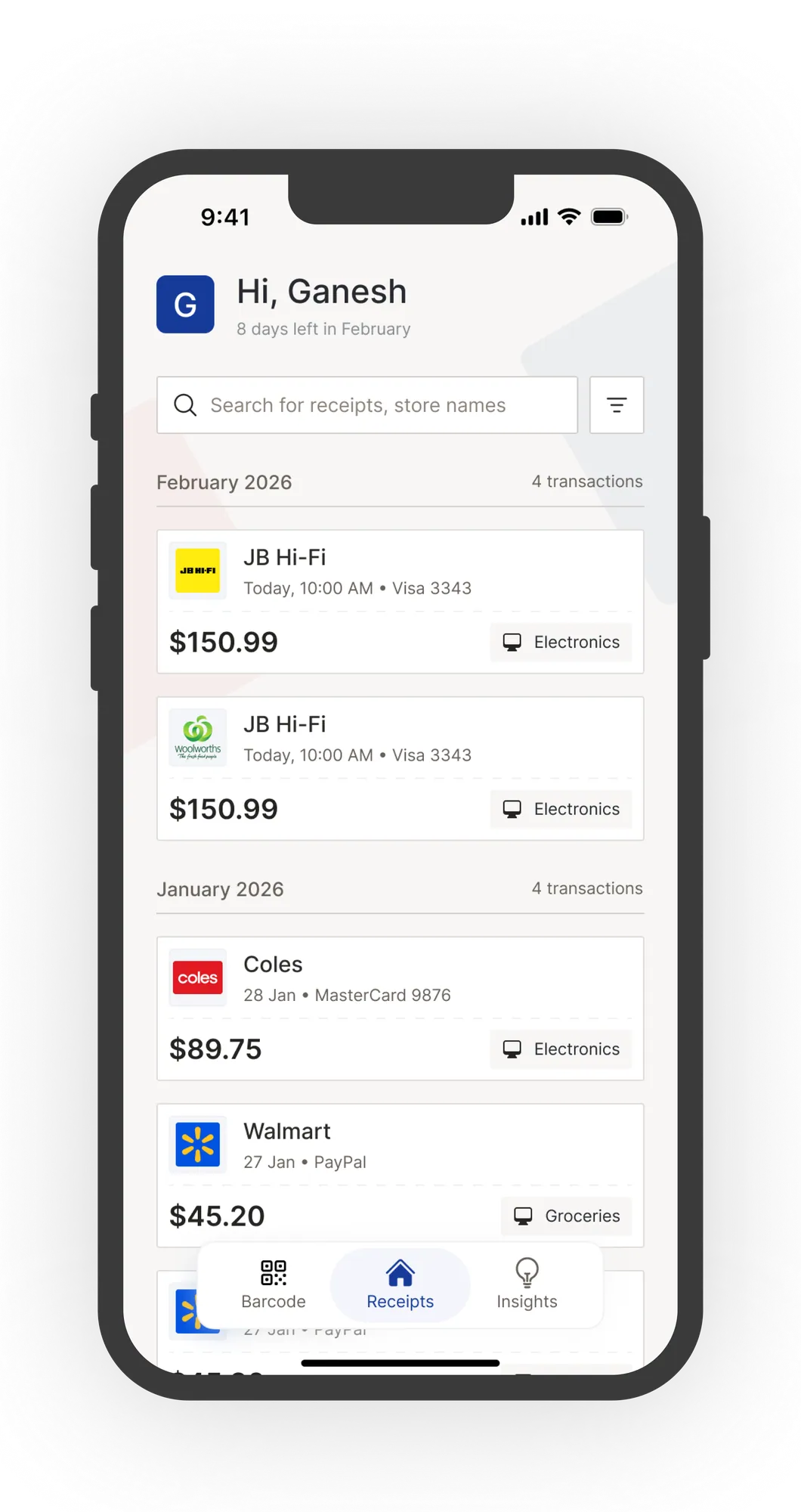 Dockit consumer app home screen